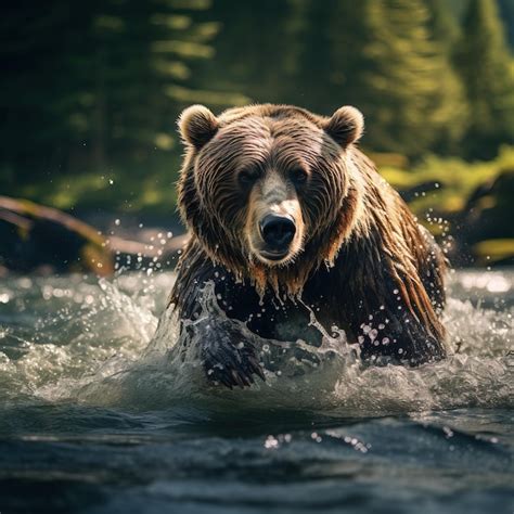 Premium AI Image | Wildlife Photograph of a bear fishing in the river