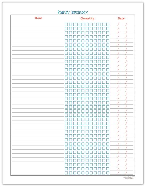 Pantry Inventory List Excel Templates