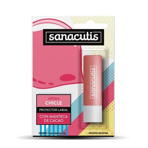 BÁLSAMO LABIAL SANACUTIS AROMA CHICLE X 4 5 Farmacia Rivarola