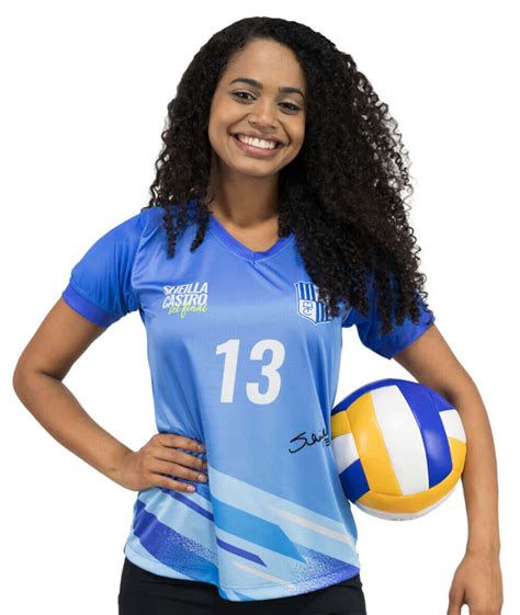 Camisa de Vôlei Sheilla Castro Set Final Azul Feminina I Saque Viagem