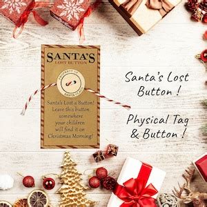 Santa S Lost Button With Tag Father Christmas Santa Claus Wooden