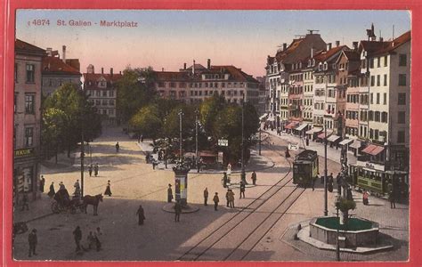 St Gallen Marktplatz Mit Trams 1920 Kaufen Auf Ricardo