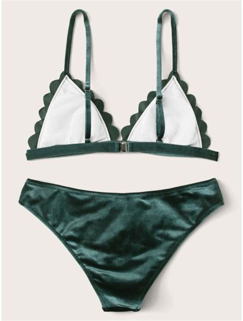 Buy Shein Velvet Triangle Top With Panty Bikini Set Online Topofstyle