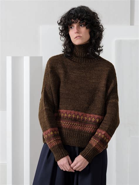 Funnel Jacquard Sweater Knitbrary