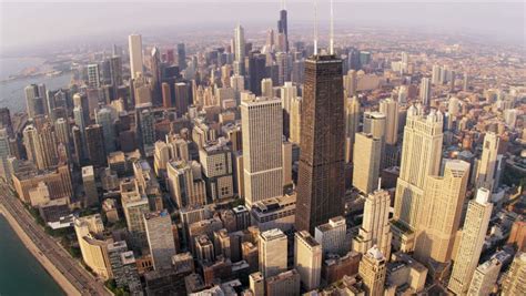 Aerial Sunrise Cityscape View Chicago Skyline Downtown Lake Shore Drive