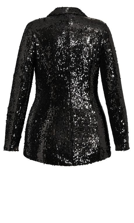 Womens Plus Size Sequin Seduction Black Jacket