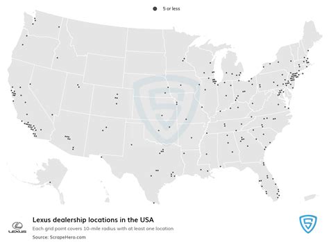 Number of Lexus locations in the USA in 2025 | ScrapeHero