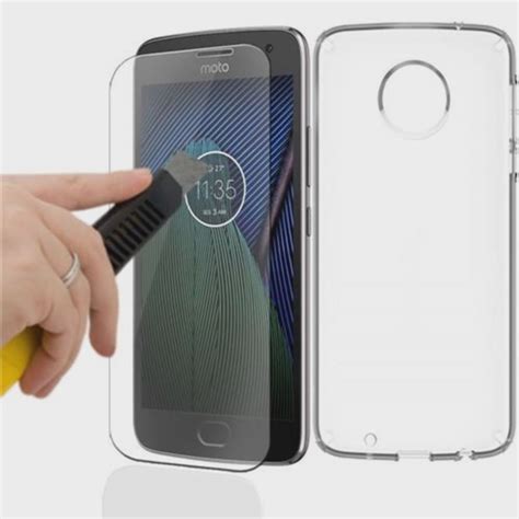 Kit 2 em 1 Película de Vidro Capa Tpu Transparente Novo Moto G5 S