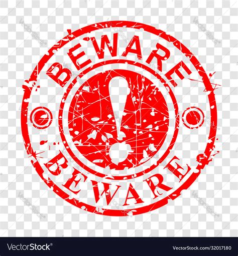 Simple grunge circle red rubber stamp beware Vector Image 