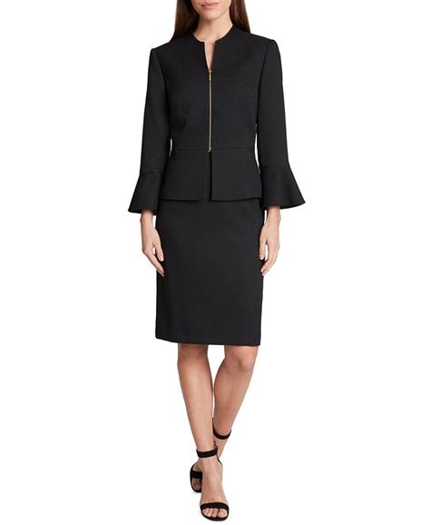 Tahari Asl Zip Front Peplum Skirt Suit Macys