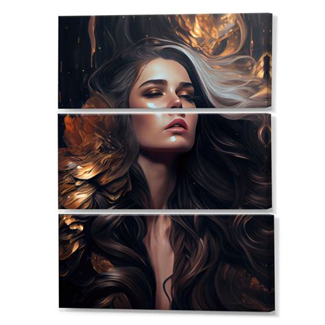 Wildon Home® Gold And Black Sensual Woman Iv 3 Pieces On Canvas Wayfair