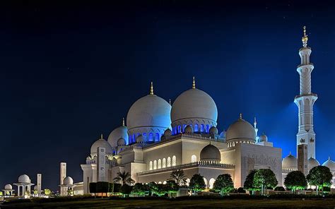 Hd Wallpaper Sheikh Zayed Grand Mosque In Centre Abu Dhabi Night