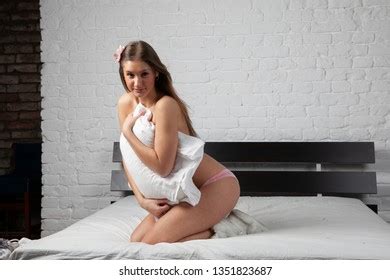 Beautiful Brunette Girl Posing Studio Stock Photo Shutterstock