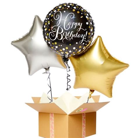 Happy Birthday Gold Balloon Bouquet Delivered Inflated Party Delights