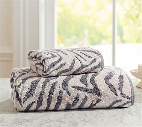 Zebra Jacquard Bath Towel Pottery Barn