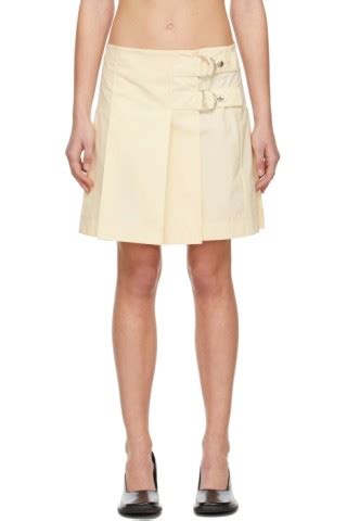 Helmut Lang Off White Pleated Wrap Miniskirt SSENSE