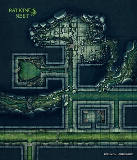 Ratkings Nest Sewer Battle Map 30x35 Rbattlemaps