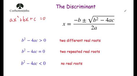 The Discriminant Corbettmaths Youtube