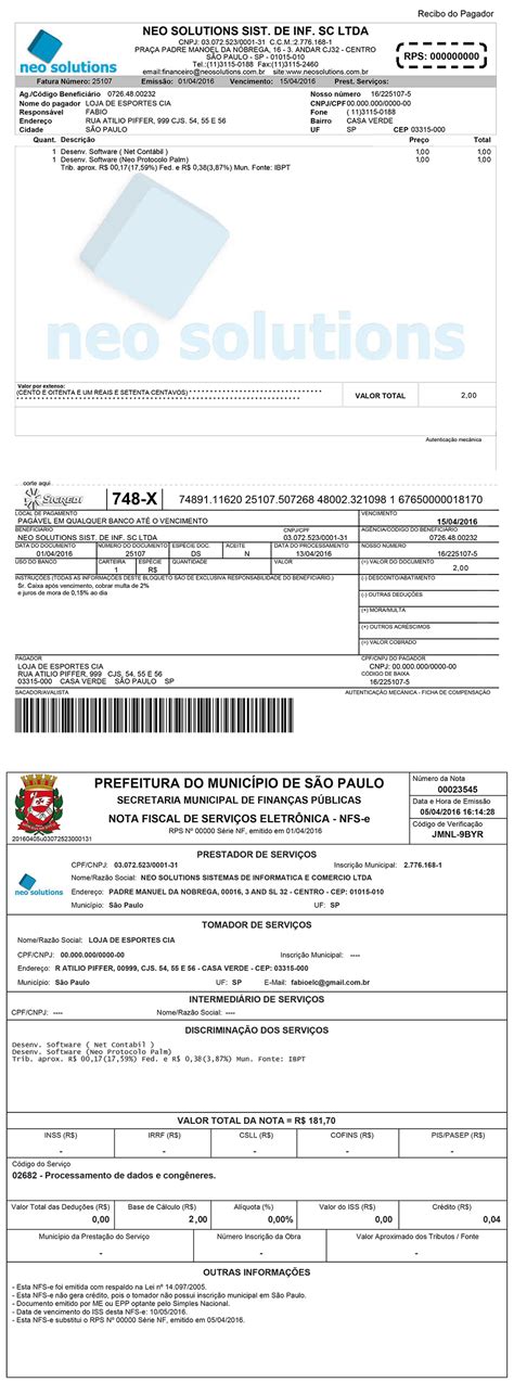 Fatura Boleto E Nota Fiscal Em Um único Arquivo Pdf