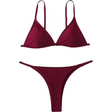 Soly Hux Bathing Suit For Women Triangle Thong Bikini Swimwear Two Piece Swimsuit Pure Burgundy
