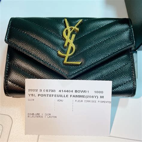 Ysl Saint Laurent Monogram粒面壓紋皮革小型信封錢包 黑金｜popchill 拍拍圈