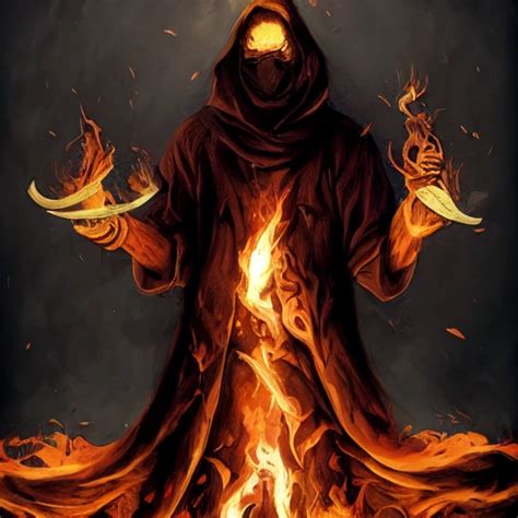 Pyromancer Alchemist Seeing The Future In Fire Dark Midjourney Openart