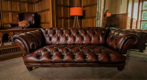 F Tetrad Grand Tour Oskar Conker Brown Leather Chesterfield