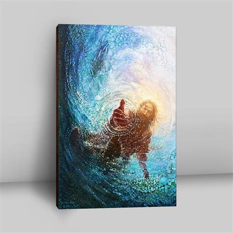 Jesus Reaching Into Water Canvas Wall Art Jesus Canvas Pictures Ch