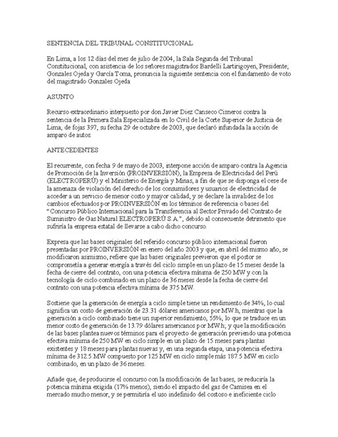 Sentencia Del Tribunal Constitucional Sentencia Del Tribunal Constitucional En Lima A Los 12