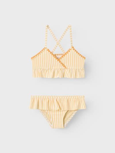 Lil Atelier Farrow Bikini Sahara Sun Geel Wit Gestreept Minipop