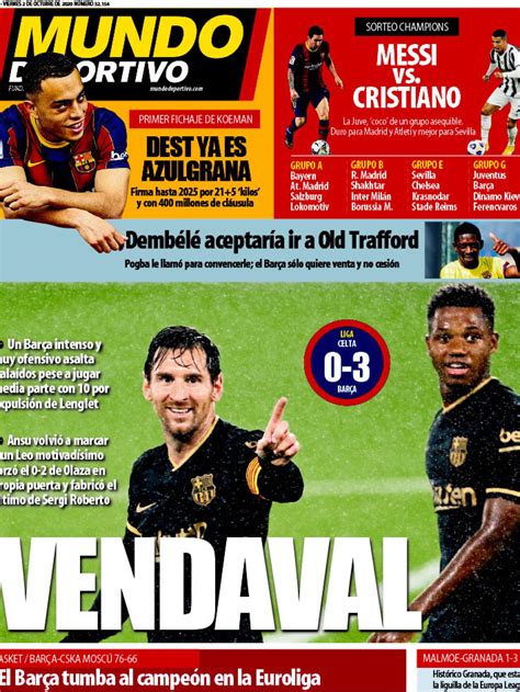 La Portada Del Diario Mundo Deportivo 02 10 2020