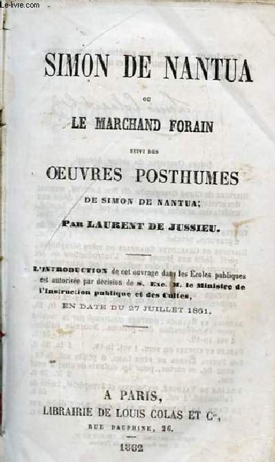 Simon De Nantua Ou Le Marchand Forain Suivi Des Oeuvres Posthumes De