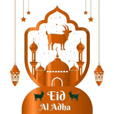 Eid Al Adha Vector Png Images Happy Eid Al Adha Mubarak With Gold Color Moon Or Lamp Png Desing