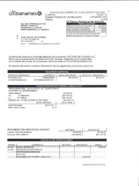 Estado De Cuenta Bancario Banamex Pdf