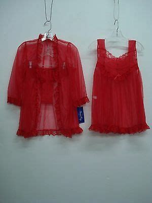 USA Made Nancy King Lingerie 3 Piece Baby Doll Pajama Size Red Small 941Q EBay
