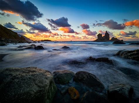 Beautiful Benijo Beach, Anaga, Tenerife, Canary Islands at Sunset Stock ...