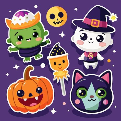 Caracteres De Dibujos Animados De Halloween Con Un Gato Fantasma De