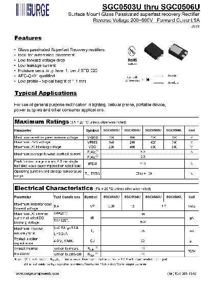 Sgc A Datasheet V General Purpose Rectifier Vrrm V V