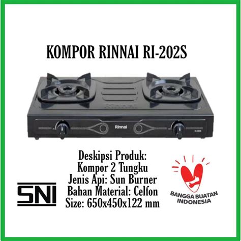 Jual Kompor Gas Rinnai 2 Tungku RI 202S Kompor Gas 2 Tungku RI 202 S