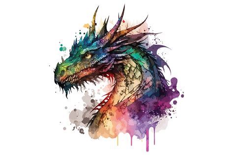 Watercolor Dragon Vector Illustration Graphic by BreakingDots ...