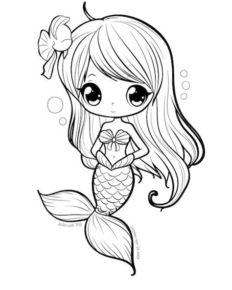 Cute Kawaii Mermaid Coloring Art Premium Ai Generated Vector