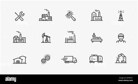 Industry icon set. Factory, manufacturing symbol. Vector illustration ...