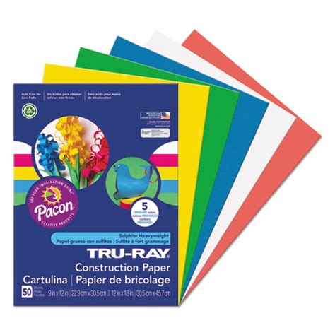 Tru Ray Construction Paper 76lb 9 X 12 Assorted Primary Colors 50 Pack