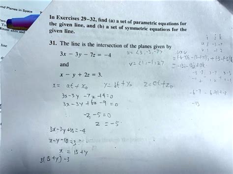 Solved Exercises 29 32 Finding The Set Of Parametric Equations And Symmetric Equations For A