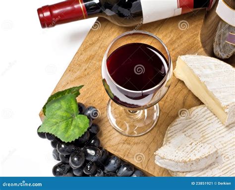 Red Wine Grape Brie And Camembert Cheeses Stock Image Image Of