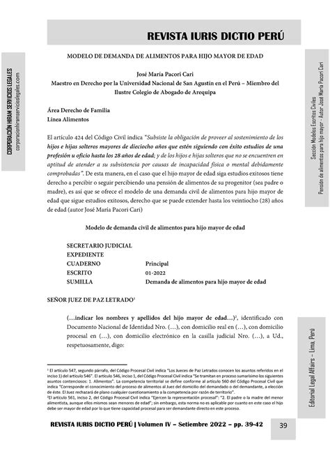 Modelo Demanda Alimentos PARA HIJO Mayor DE EDAD Autor JOSÉ María