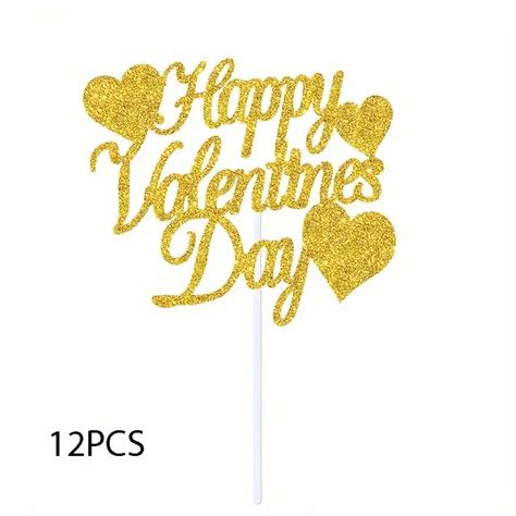 12pcs Glitter Feliz Día San Valentín Toppers Pastel Temu Mexico