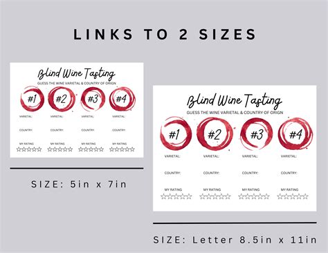Blind Wine Tasting Printable Score Card Template - Etsy