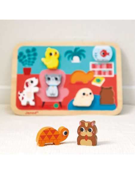 Chunky Puzzle Les Animaux Familiers Janod Puzzle Encastrer En Bois