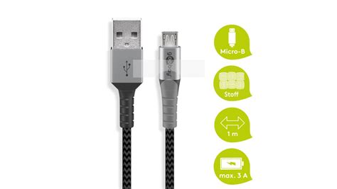 Kabel Micro Usb Do Usb A Tekstylny Z Wtyczkami Metalowymi M